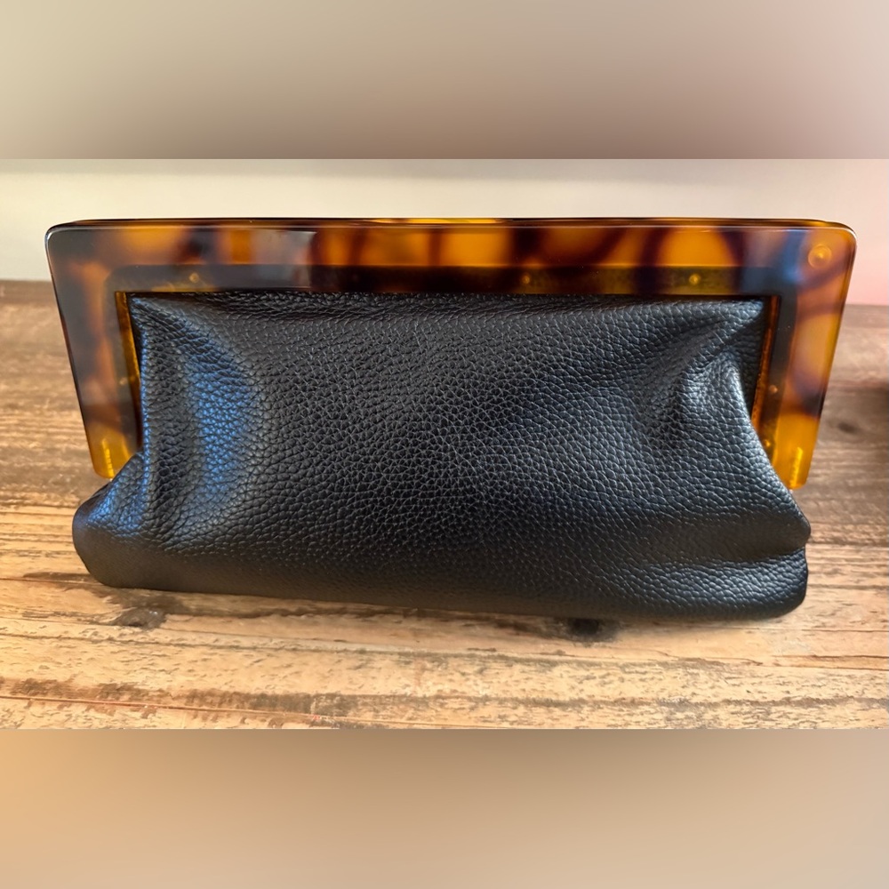 Vintage J.McLaughlin Clutch – Tortoiseshell & Black Leather